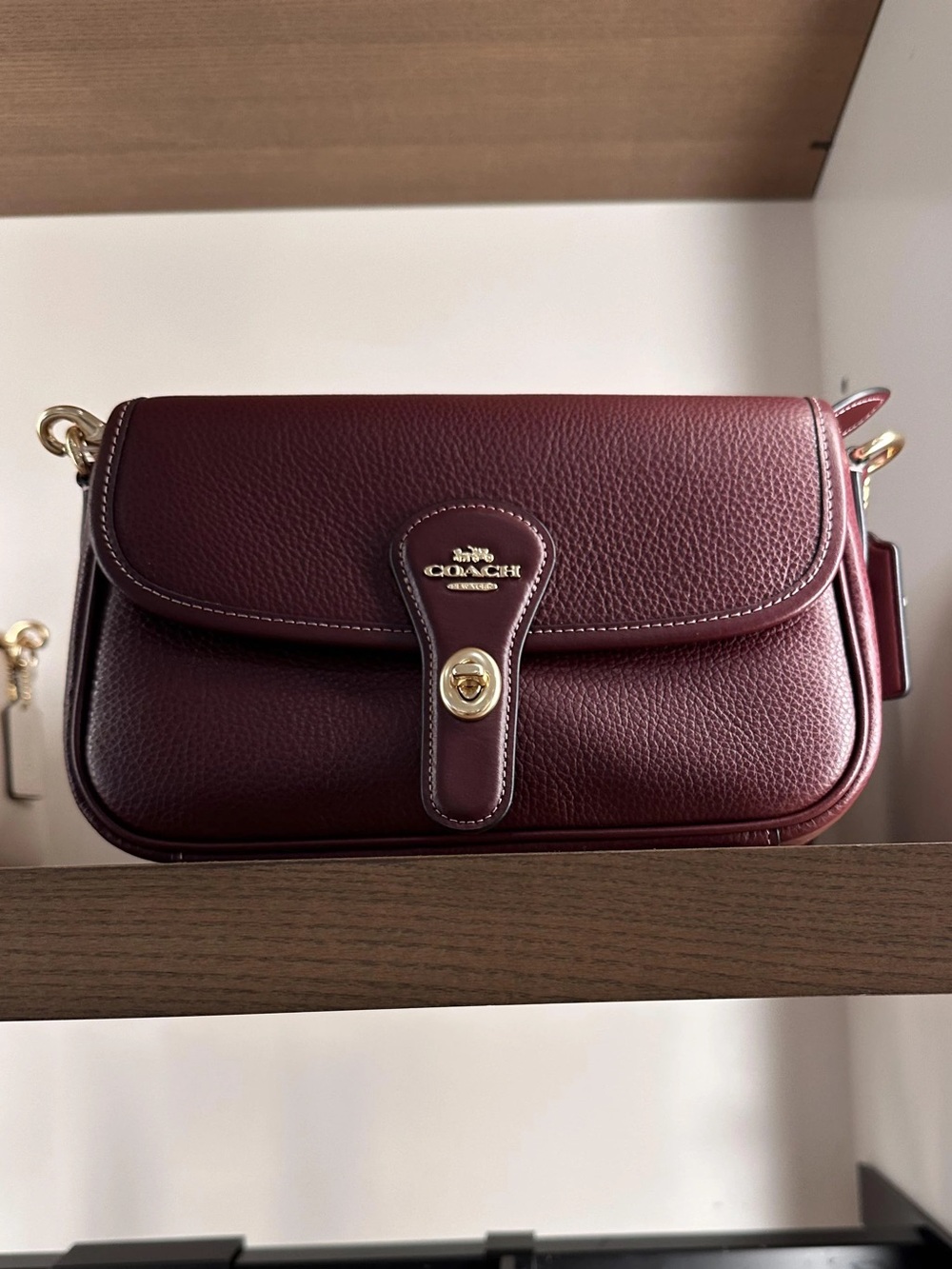 Coach Hadley Turnlock Shoulder Bag in Dark Wine